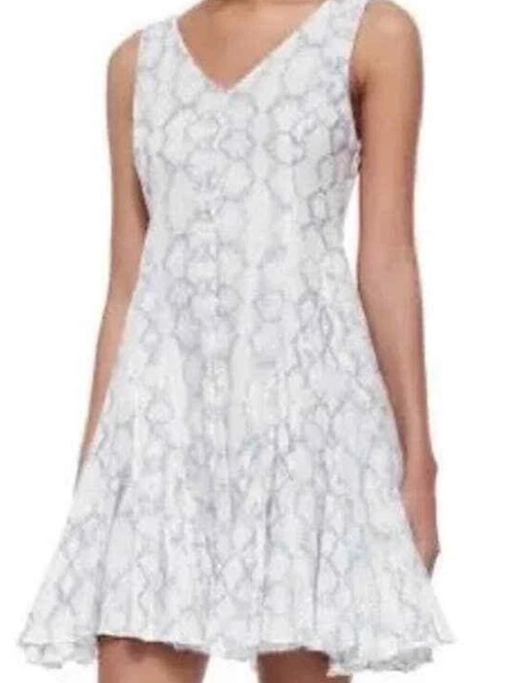 Rebecca Taylor Tie-Dye-Print V-Neck Dress in Frost Size 6